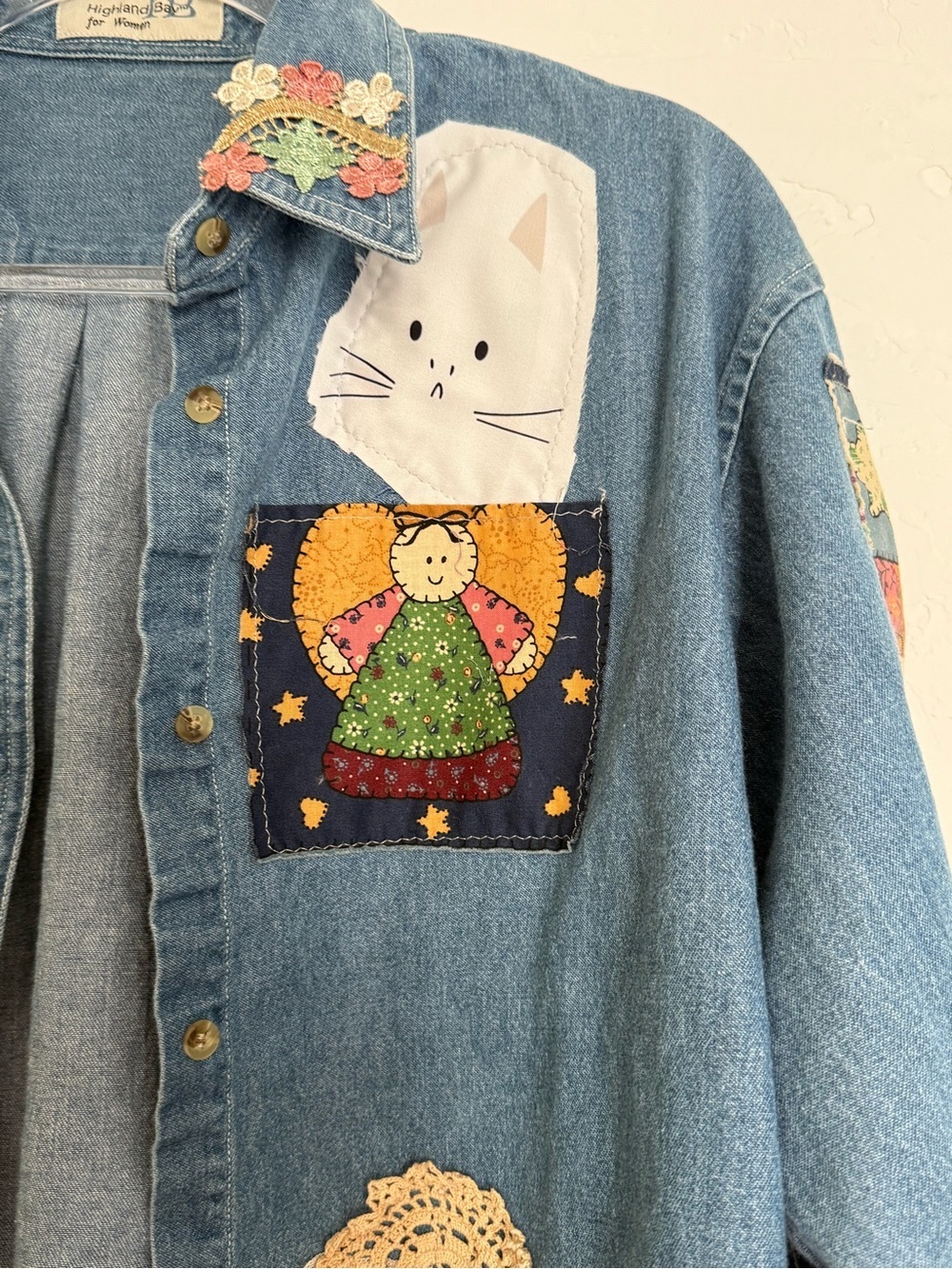 Upcycled Denim Patchwork Shirt Shacket Medium to XL - Picture 6 of 9